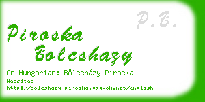 piroska bolcshazy business card