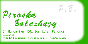 piroska bolcshazy business card